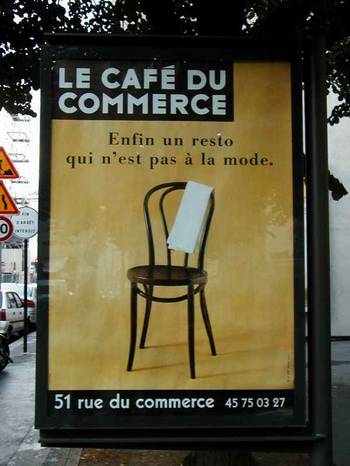 Billboard for le Cafe du Commerce